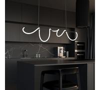 SITAFU Moderna Lampada a Sospensione Lineare Nera Regolabile in Altezza, Lampada a LED con Striscia Luminosa in Silicone Morbido fai da te per sala da Pranzo, Cucina e Soggiorno