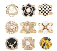 SITAKEGS 9PCS sciarpa clip, sciarpa fibbia strass clip di seta anelli di cristallo spilla spille, smalto stile sciarpa anello chiusura vestiti angolo annodato bottone per donne ragazze vestiti