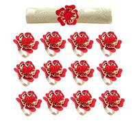 SITAKEGS Anelli Tovaglioli Forma Rosa, 12PCS Fibbie per Tovaglioli a Forma di Fiore Anelli Porta Tovaglioli a Forma di Rosa Rossa per il Ringraziamento, Natale, Anniversario di Matrimonio, Festa