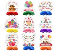 SITAKEGS Centrotavola 3D a Nido d'Ape per Feste, 9 Pezzi Decorazioni Compleanno Colorate Toppers da Tavolo, Decorazioni Tavolo Compleanni Addobbi per Uomini, Donne, Carnevale,Circo(HB)