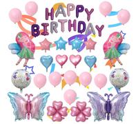 SITAKEGS Decorazione per compleanno a farfalla, 27 palloncini in mylar fatato, palloncino a farfalla, palloncino floreale, per compleanni di ragazze, baby shower, fotografia, articoli per feste