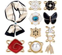 SITAKEGS Sciarpa Clip, 9 Pezzi Scialle Clip Fibbia Sciarpe Seta Clip Perla Floreale Smalto Anello Sciarpa, Abbigliamento Maglietta Sciarpa Spille Fibbia Elegante Diamante Metallizzato Chiusura