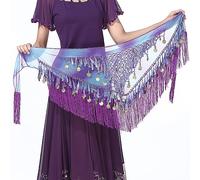 SITAKEGS Sciarpa Danza del Ventre, Gonna Chiffon Viola con Paillettes e Nappe