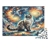 Sitato gatto cosmico Puzzles 1000 Pezzi In cartone Spesso, Un Puzzles Per Enigma Per Il Relax Mentale, Ideale Per Partita Puzzle Game, Puzzle 38x26cm/1000pcs