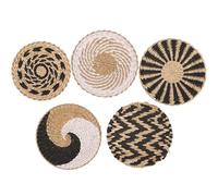 SITBXO Divisorio per ripiano espandibile per armadio 5/7 Pezzi Set Di Decorazioni For Cestini Da Parete Cesto Da Intrecciato A Mano Piatto Appeso In Paglia Intrecciata Arte(5pcs)