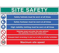 Site safety - cartello di sicurezza in PVC rigido, hivis, stivali, 10 km/h