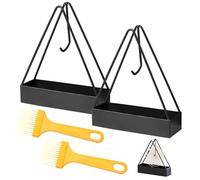 Sitengjun 2 supporti a spirale per zanzare, supporto per zanzare, vassoio triangolare con manico, porta bobine di zanzara per interni ed esterni (nero, con 2 spazzole per la pulizia)