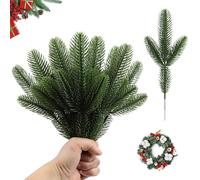 sitengjun 50 Pezzi Rami di Abete Artificiale Finti,Ramo di Abete in Plastica Artificiale,Rami di Pino Artificiale,Decorazione Natalizia Fai Da Te Ramo di Pino Natalizio per Corona(26 cm)