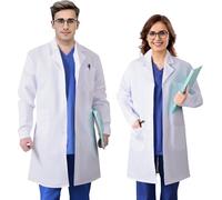 Sithkup Camice Laboratorio Chimico Camice da laboratorio, Design del colletto della tuta, adatto a studenti di medicina, medici e infermieri dell'ospedale per il lavoro quotidiano (L)