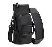 SITHON Bottiglia Borsa con Tracolla Regolabile, Custodia Protettiva per Portaborracce con 2 Tasche/Cinghia da Mano, per Escursionismo Viaggio Scuola Campeggio Sportiva, (Nero)