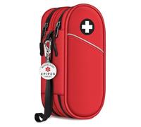 SITHON Epipen Borsa da Trasporto a Doppio Strato con etichetta di avviso EPIPEN INSIDE, Portatile Medicinali Custodia da Viaggio per 2 EpiPens e Allergy Medicine Essentials (Rosso)