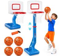 Sitodier Canestro da basket per bambini, altezza regolabile (70-138 cm), per bambini e bambine dai 3 agli 8 anni, giocattolo sportivo per bambini con 4 palline e pompa, per interni ed esterni