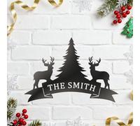 Sitorour Targa in metallo con nome cervo, alce, Natale, arte da parete, idea regalo per la casa