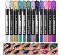 Sitovely 12 PCS Crema Ombretto in stick Metallico Scintillio Luccichio Matita ombretto, Glitter Eyeshadow Stick, Materiale a prova di sbavature e impermeabile Stick illuminante per occhi(B, M)