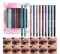 Sitovely 12Pcs Set di ombretti metallici with 2Pcs Sharpener Cap, 2 in 1 Opaco Shimmer Ombretto & Eyeliner Pen, Eyeshadow Stick, Glitter Matita ombretto Trucco occhi (B, M)