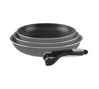 Sitram 710878 - Set di 3 padelle color tortora Ø 20/24/28 cm, rivestimento interno antiaderente senza PFOA + pinza rimovibile, tutte le luci di cui induzione