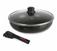 Sitram 712380 Padella Agile 28 cm in alluminio con rivestimento antiaderente nero senza PFOA - manico rimovibile con clip - coperchio in vetro - tutti i tipi di fornelli inclusa induzione, 3 litri