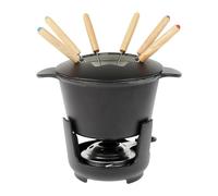 Sitram 713351 - Servizio per fonduta, 10 pezzi, in ghisa smaltata, Ø 16 cm, inclusi 6 forchette, 1 teglia, 1 coperchio, 1 supporto in ghisa e 1 bruciatore