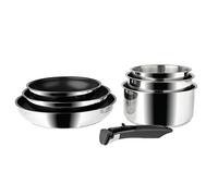 Sitram 713515 Set di 7 Pezzi Arpege in Acciaio Inox: 3 padelle Ø20-24-28 rivestite, 3 pentole Ø16-18-20 cm, 1 Manico Rimovibile