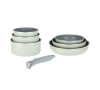 Sitram 716939 - Batteria da cucina in alluminio, rivestimento sano, in ceramica, effetto pietra, 7 pezzi: 3 padelle Ø20,24,28 cm + 3 padelle Ø16,18,20 cm + manico rimovibile, tutti i piani cottura