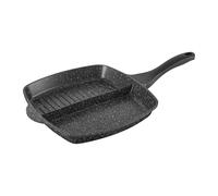Sitram 716947 Padella 2 sezioni 26 x 26 cm per friggere e grigliare allo stesso tempo - Ghisa di alluminio nero - Padella antiaderente compartimentata - manico bakelite termoresistente - tutti i