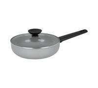 Sitram 716957 - Padella in alluminio grigio silice, diametro 24 cm, altezza 6,5 cm, rivestimento antiaderente sano in ceramica garantito senza PFAS, manico termoresistente + coperchio in vetro, tutti