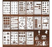 Sitsink Confezione da 16 stencil per diario, stencil cristiani per diari, album di ritagli, quaderni, decorazioni riutilizzabili, stencil decorativi in plastica per diari