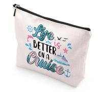 Sitsink Regalo per gli amanti delle crociere da donna, regalo unico per feste in crociera, borsa cosmetica per le vacanze, Life is Better on a Cruise Vacation Summer Vacation Makeup Bags per donne,