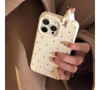 Sitthyw Compatibile con iPhone 17 Pro Max, bella custodia a punto ondulato, tridimensionale, per ragazze, con grazioso design 3D, morbido TPU, resistente agli urti, bianco crema