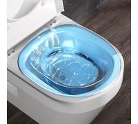 Sitz Bath portatile sopra il WC, bidet da viaggio, anti-traboccamento, 14 x 15 x 4 cm, attacco bidet per emorroidi, cura privata dopo il parto (blu trasparente), Figürchen