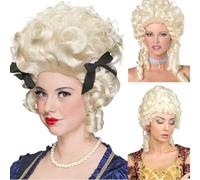Siudus Parrucca barocca bionda riccia del XVIII secolo parrucca corta per donna vintage regina cosplay costume parrucca di Halloween