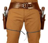 SIULAS Fondina in pelle per pistola doppia, custodia da cintura medievale retrò per revolver cowboy western, borsa per cosplay e accessori per costume da cowboy (marrone)