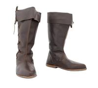 SIULAS Medieval PU Leather Boots - Short Riding Boots Stivaletti da Uomo - Scarpe da Cavaliere Steampunk in Pelle Vintage per Cosplay,Marrone,45