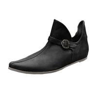 SIULAS retrò Donne Uomini Cavaliere Short Stivaletti Scarpe Medievali per Uomini e Donne,Nero,45