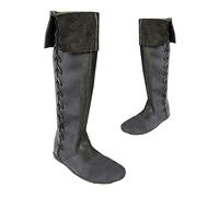 SIULAS Stivali Western da Cavaliere Medievale - Scarpe Gotiche Retrò da Pirata e Strega in Pelle PU - Nero, 42