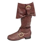 SIULAS Vintage Medieval Cosplay Boots - Uomo Adulti Stivali - Mens Mid-Calf Boots,Marrone,42