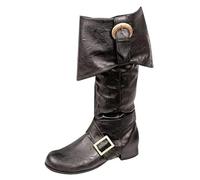 SIULAS Vintage Medieval Cosplay Boots - Uomo Adulti Stivali - Mens Mid-Calf Boots,Nero,44