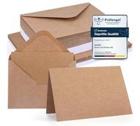 Siumir Set di 56 biglietti pieghevoli in formato DIN A6 in due colori, con buste coordinate in formato C6, vuote e marrone forte, per creare, scrivere o stampare