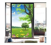 Siunwdiy Autoadesiva Decorative Pellicola vetri finestre Privacy,Statica Non Adesivo vetri Colorata per Finestra- 3D Anti UV,per casa, Ufficio, Bagno -Cielo blu e nuvole bianche,5,60x130cm(24"x52")