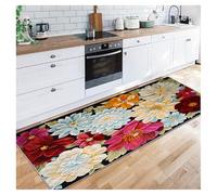 Siunwdiy Colore Tappeti Runner Passatoia 1.6 Metri Antiscivolo Corridore Tappeto Sottile Lungo Tappeti di Zona Lavabile floreale peonia Retrò Tappeto per Camera da Letto Soggiorno Cucina,50x160cm