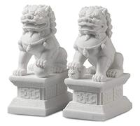 Siunwdiy Coppia di statue di leone custode del Feng Shui, cani Foo per la casa e l'esterno, decorazione asiatica all'ingresso, l'inaugurazione della casa,11cm