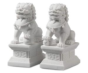 Siunwdiy Coppia di statue di leone custode del Feng Shui, cani Foo per la casa e l'esterno, decorazione asiatica all'ingresso, l'inaugurazione della casa,11cm