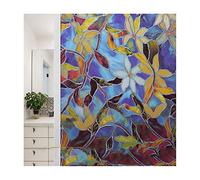 Siunwdiy La Stampa Di Colore Matt Pellicola Di Vetro Riservatezza Film, Pellicole Per Vetri Autoadesivo Opaco, Statico-Adesivo Anti-UV Pellicola Decorativa Per Il Bagno,Flowers,60x100cm
