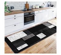 Siunwdiy Nero Tappeto Corridoio passatoia Antiscivolo Lavabile 1.5 Metri,Moderno Geometrici Motivi Tappeto Rettangolare Durevole, Tappeto Salotto per Soggiorno Cucina Scala D'ingresso,40X150CM