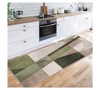 Siunwdiy Passatoia Cucina Moderno Antiscivolo Lavabile Antimacchia Verde, Marrone Motivo Geometrico Tappeto Runner Lungo per Corridoio Ufficio Entrata Casa Cucina da Ingresso,Verde,40x100cm