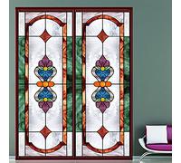 Siunwdiy Pellicola della finestra di vetro macchiato della chiesa, pellicola della finestra, privacy decorativa religiosa Adesivi per la finestra Statica per la casa per l'ufficio,Opaque,60x120cm