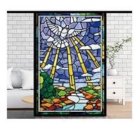Siunwdiy Pellicola per vetri Colorati Adesivi per la Protezione Solare, Pellicola per vetrate artistiche in Mosaico di Chiesa Europea, Adesivo per Finestra sulla Privacy statico,Opaque,45x60cm