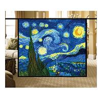 Siunwdiy Pellicola Privacy Vetri 3D Decalcomania di Van Gogh Pellicola per Vetri Finestre Statica, con Effetto Arcobaleno Anti-UV per Casa Bagno Cucina Ufficio,B,120x120cm(47"x47")