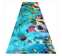 Siunwdiy Runner per tappeti per corridoi antiscivolo, Runner per tappeti molto lunghi per corridoio da cucina, corridoio, ingresso per scale, tappeti stretti, motivo a pesci 3D,Blu,60x420cm