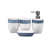 Siunwdiy Set di Accessori per Il Bagno da 4 Pezzi Dispenser di Sapone Portaspazzolino Bicchiere Portasapone Completo per la Decorazione della casa dell'hotel Set di Accessori per Il Bagno,Blu